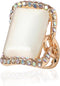 Retro Big Rectangle Statement Ring for Women Girls Gold Plated Cubic Zirconia Geometric Band Rings Comfort Fit CZ Engagement Wedding Birthday Chri...