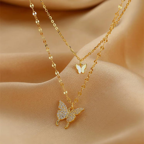 Silver Butterfly Necklace for Women Layered Rose Gold Butterfly Necklace Gold Butterfly Choker Necklace Purple Butterfly Pendant Necklace Silver B...