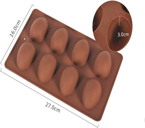 8 Cavity Silicone Egg Molds Set of 2, Food Grade Silicone Mold for Cake Decorating, Chocolate Mold, Candy Mold, Ice Cube Trays, Muffin Truffle Mol...