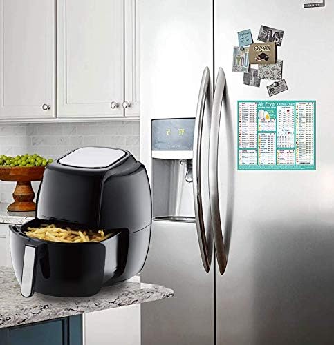 Air Fryer Accessories Cooking Times Cheat Sheet Kitchen Conversion Chart Fridge Magnet Guide Big Text 9”x10” Kitchen Gift Recipe Cookbook 90 Foods...