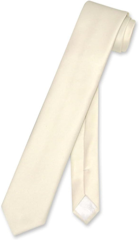Vesuvio Napoli Narrow NeckTie Skinny CREAM Color Men's Thin 2.5" Neck Tie...
