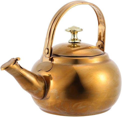 Hemoton Stainless Steel Tea Kettle Stovetop Teapot Hot Water Boiling Kettle with Handle Gas Cooker Metal Kettle Coffee Pot Golden...