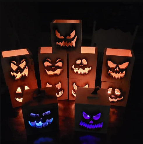 6” Pumpkin Face Stencils Halloween Stencils Reusable Pumpkin Carving Stencil for Painting on Wood Paper Window...