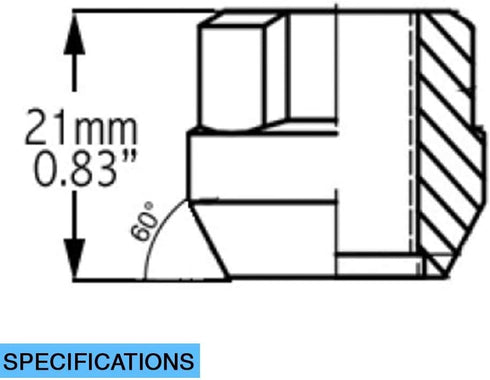 Wheel Accessories Parts 4 Locks + Key M12 x 1.5 12 x 1.5 Thread Open End 0.83" Long Locking Wheel Lug Nuts Lock Chrome Dual Hex Key 13/16" and 3/4...