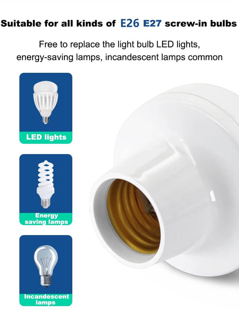 QIACHIP Remote Control Light Socket E26 E27 Bulb Socket Adapter, ZigBee Smart Light Holder Compatible with Alexa Echo Voice Control, Requires Zigb...