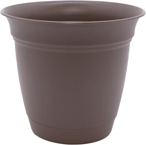 The HC Companies 8 Inch Eclipse Round Planter with Saucer - Indoor Outdoor Plant Pot for Flowers, Vegetables, and Herbs, Cappuccino...