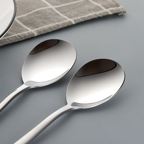 Korean Spoon,6 Pieces Soup Spoons Stainless Steel,Korean Spoons with Long Handles,8 Inch Rice Spoon Dinner Spoon Table Spoon Flatware Set for Home...