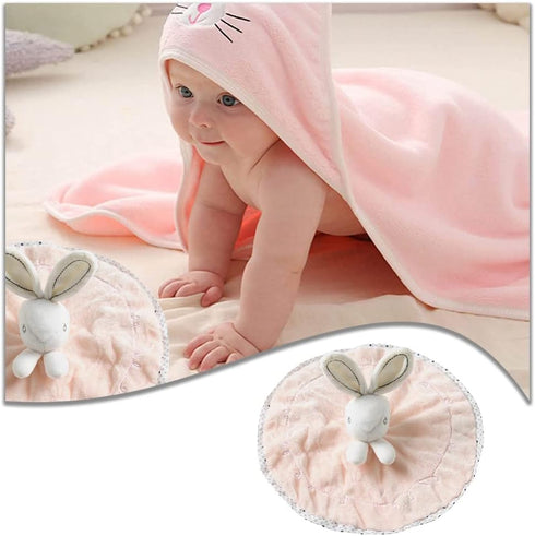 Rabbit Security Baby Comforter,Baby Girl Newborn Essentials Blanket,Personalized Soothing Towel for Newborns Pink 9.06 Inch- Nursery Gift...