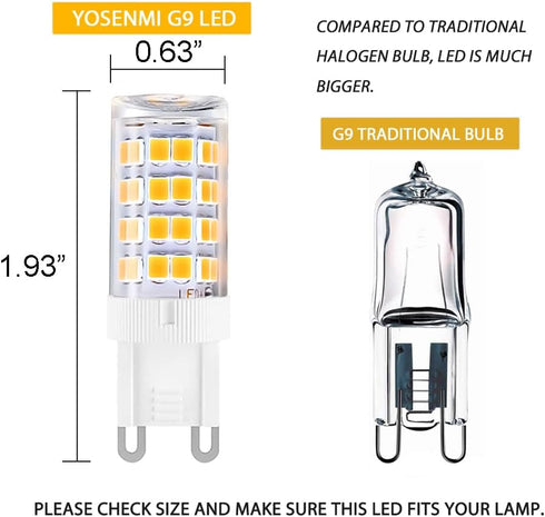 G9 LED Light Bulbs, 5W(40W Halogen Equivalent), 100V-240V, 430LM, Warm White 3000K, G9 Base Non-Dimmable Light Bulbs for Home Lighting,12-Pack...