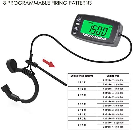 Jayron JR-HM032A Self Powered Digital Tach/Inductive/Maintenance/Waterproof/Backlit/Shutdown Hour Meter,Battery Replaceable,for Lawn Mower Tractor...