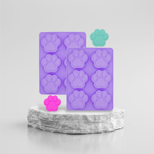 Puppy Dog Paw Silicone Mold Tray - Chocolate Candy Making, Oven to Freezer Safe - Food Grade, Homemade Treats, Ice-pops DIY - Set of 2 purple baki...