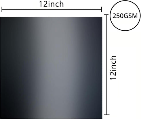 Black Metallic Cardstock Paper, 15pcs of 12”x12” (250 GSM) - Foil Board, Mirror Finish Surface, Perfect for Crafting, Invitations & Decorations (B...