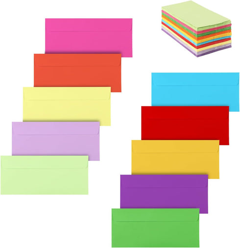 50 Pack Colorful Envelopes #10,Envelopes Letter Size,#10 Business Envelopes,Envelopes Self Seal for Business,Office Checks,Letter,Mailing Invoices...