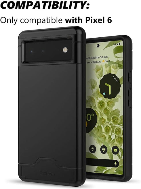 Teelevo Wallet Case for Google Pixel 6, Dual Layer Case with Card Slot Holder and Kickstand for Google Pixel 6 - Black...