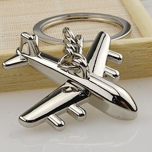 Polished Silver Aircraft Airplane Model Metal Keychain Key Chain Ring Keyfob Keyring(Airplane)...