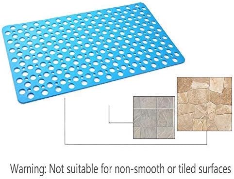 Nonslip Bathtub Mat Extra Soft TPE Bath Mat for Kids, Machine Washable Bathroom Shower Mat, Smooth/Non-Textured Tubs Only, 30L x 17W Inch (Lake Bl...
