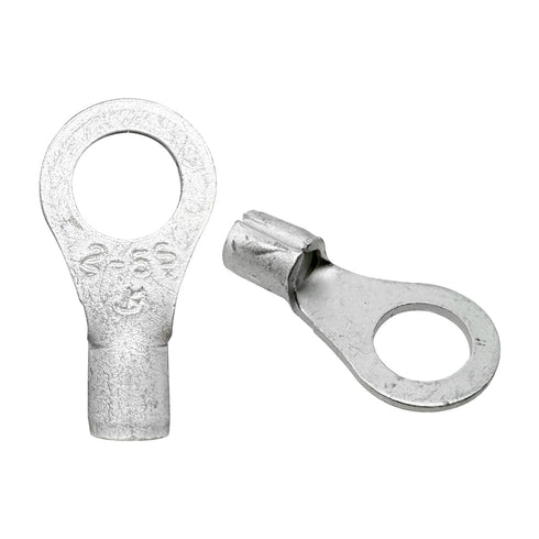 100Pcs Non-Insulated Ring Terminal,AWG16-14 Electrical Wire Crimp Connectors,#10 Stud O-Type Red Copper Crimp Terminals...