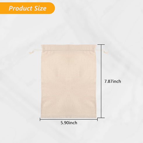 2Pcs Linen Bread Bags, 6” x 8” Reusable Bread Bags for Homemade Bread Sourdough Small Drawstring Bags Reusable Produce Bags Washable Muslin Bags w...