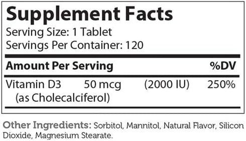 Zahler VITAMIN D3 CHEWABLE 2000IU, an All-Natural Supplement Targeting Vitamin D Deficiencies, Certified Kosher, 120 Great Tasting Orange flavored...