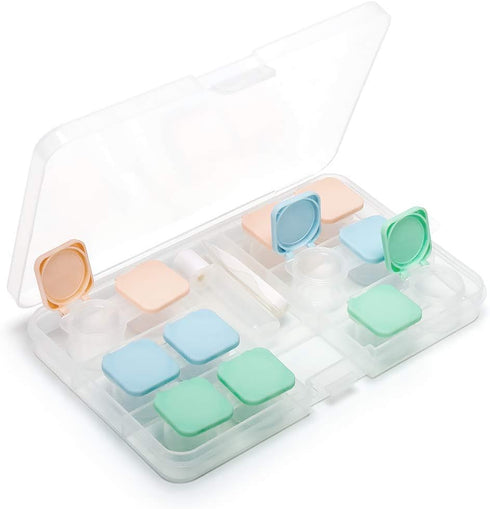 6 Pack Contact Lens Case, Portable Flip Top Contact Lenses Holder Cases with Remover Tool Tweezers Contact Solution Bottle Clear Contacts Storage ...
