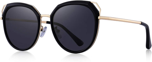 Polarized Sunglasses for Women - Cat Eye Metal Frame Sunglasses UV400...