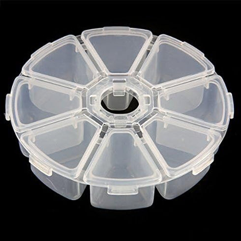 ALL in ONE 3pcs Round Clear Plastic Storage Box Bead Organizer Display Containers (10X2.5cm 8 Grids)...
