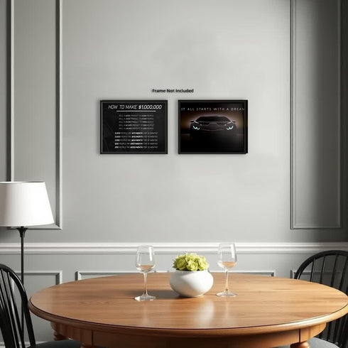 Posterizer 2 pcs-How To Make 1,000,000 Dollars-Luxury Car-Motivational & Inspirational Art-Gift for Entrepreneurs-Decor for Home & Office- unframe...