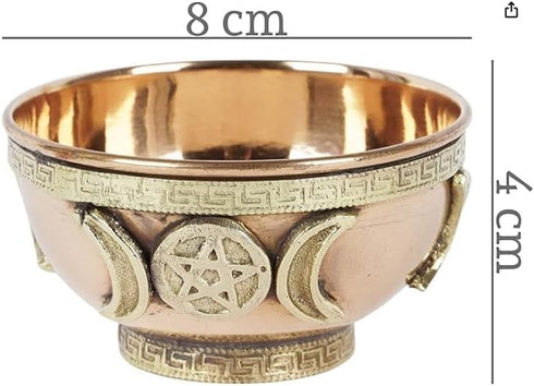 Triple Moon Copper Offering Bowl 3", Great for Altar use, Ritual use, Incense Burner, smudging Bowl, Decoration Bowl, offering Bowl - Xtrendy...