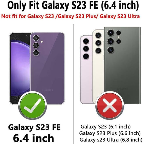 for Samsung Galaxy S23 FE Case,+Screen Protector,with Magnetic Kickstand,Built-in 360° Rotation Ring Holder,Plating Gold Edge Slim Soft TPU Shockp...