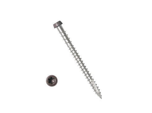 Composite Decking Stainless Steel Wood Screw, 10x2-1/2",Star Drive,Torx 20, Type 17 Slot Point,Wood Screw,1 Free Bit Included (#10x2-1/2", Dark Br...