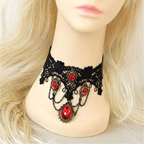 Cathercing Halloween Gothic Black Choker Necklace for Women Vampire Red Choker Vintage Halloween Vampire Accessories Jewelry Costume Cosplay Party...