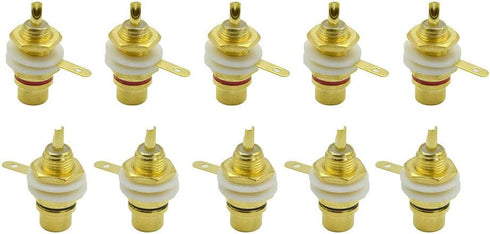 Gold Plated Female RCA Phono Panel Mount Chassis Socket Plug Jack Connector - (10 Pcs)...