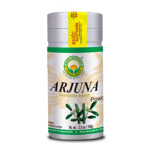 BASIC AYURVEDA Arjuna Powder | 3.53 Oz (100g) | Organic & Raw Terminalia Arjuna Bark Powder | Plant Based Herbal Supplement...