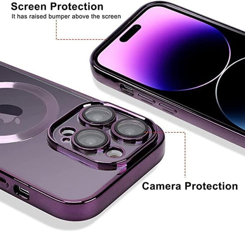 Phone Case 14 ProMax 6.7 Inch Magnetic with Camera Lens Protector Full Protection Silicone Net Shockproof Protective (Dark Purple)...