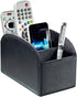 Remote Control Holder Organizer Table Desk Leather Control Storage TV Remote Control Organizer with 4 Spacious Compartments (Black 1)...