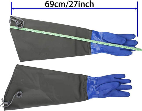 Drain cleaning gloves,Pond Gloves,Long Rubber gloves,Waterproof Gloves elbow length rubber gloves- 27 Inch Insulated Waterproof Gloves...