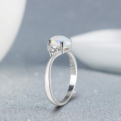 LTCXCXCD Couple Ring Female Opal Color Fashion Jewelry Ring Art Deco Halo Oval Wedding Engagement Ring Round Cubic Zirconia (10)...