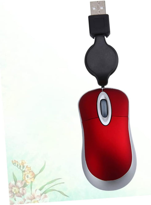 UKCOCO Mini USB Wired Mouse, Retractable Cable Laptop Mouse Wired Mouse Optical Compact Travel Mute Mice for PC Desktop Mouse Notebook Computer Re...
