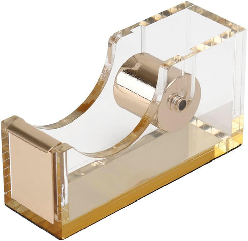 Modern Acrylic Office Supplies Set - Stapler, Tape Dispenser, and Staple Remover - Transparent Acrylic with Gold Hardware - Contemporary Style - I...