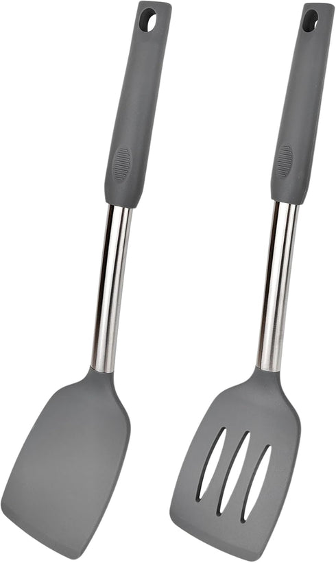 Silicone Spatula,Solid & Slotted Silicone Spatula Set,Non Stick Slotted Kitchen Spatulas,High Heat Resistant BPA Free Cooking Utensils,perfect for...