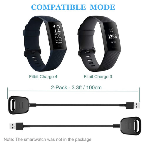 2-Pack Charger Compatible with Fitbit Charge 4, Replacement USB Charging Cable Cord Clip Accessories Adapter for Charge 3 Charge 4 Smartwatch 3.3f...