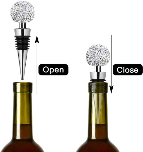 Soleebee Bling Decorative Wine Stoppers,Wine Bottle Stopper with Crystal Rhinestone, Beverage Bottle Stoppers for Gifts, Bar, Holiday Party, Weddi...