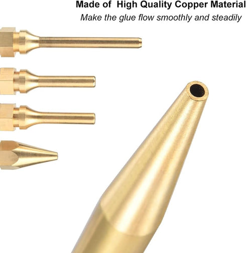 5Pcs Glue Gun Copper Nozzle Hot Glue Gun Tips with O-ring, Small Bore Long Tube Nozzles Thread Interchangeable Nozzle Set for Hot Melting Glue Gun...