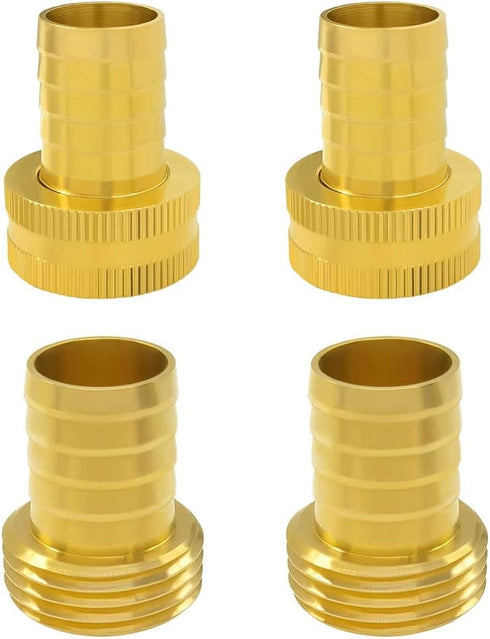 Hooshing 3/4" Garden Hose Repair Kit Solid Brass Male and Female Hose End Mender Fitting with Clamps...