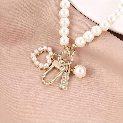 Women's Imitation Pearl Chain, Golden Car Key Chain Backpack Key Pendant Accessories Key Ring Charm Gifts, Love Heart Car Keychain, Car Key Chain,...
