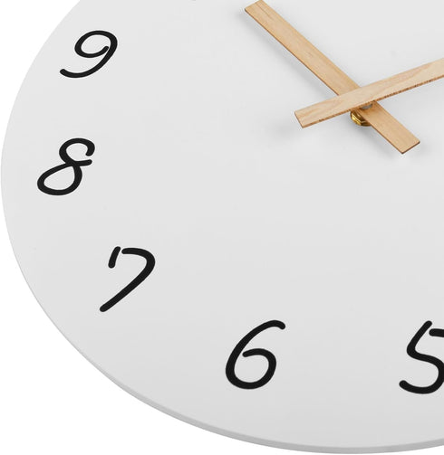 Plumeet 10'' Wooden Wall Clock Small Frameless Clocks with Silent Quartz Movement - Modern Style Village Wall Clocks Decorative Home Kitchen - Bat...