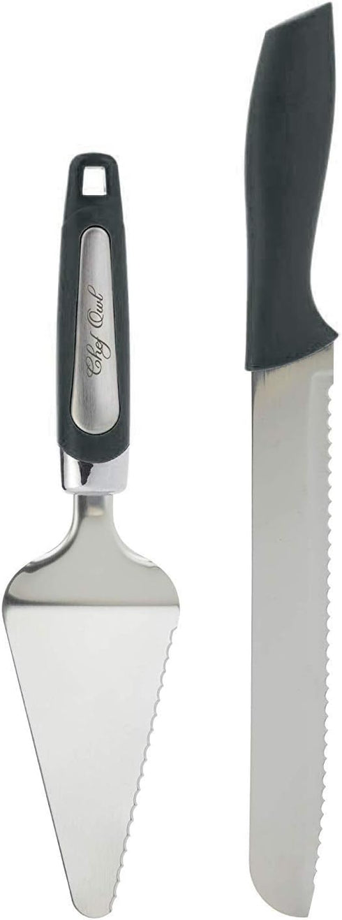 Professional Pie Server Set - 100% STAINLESS STEEL - Set Includes Cutting Spatula with Serving Knife - Perfect for Serving Cake, Pizza, Pies, Dess...