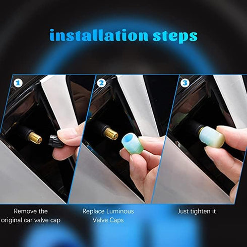 Car Tire Valve Caps, 12 PCS Glow in The Dark Valve Stem Caps Universal for Car, Bike, SUV, Motorcycles, Truck...