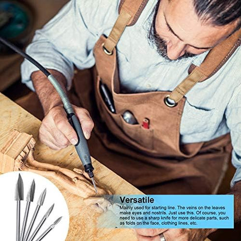 15 Pieces Wood Carving Bits for Rotary Tools Woodworking Engraving Drill Bit Set DIY Wood Carving Tools Accessories for Engraving Drilling Micro S...