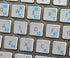 KOREAN APPLE KEYBOARD STICKER with BLUE LETTERING ON TRANSPARENT BACKGROUND...